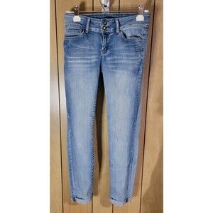 Wax Jeans Juniors Size 5 Skinny Blue Stretch Denim Light Wash Ankle 26x35